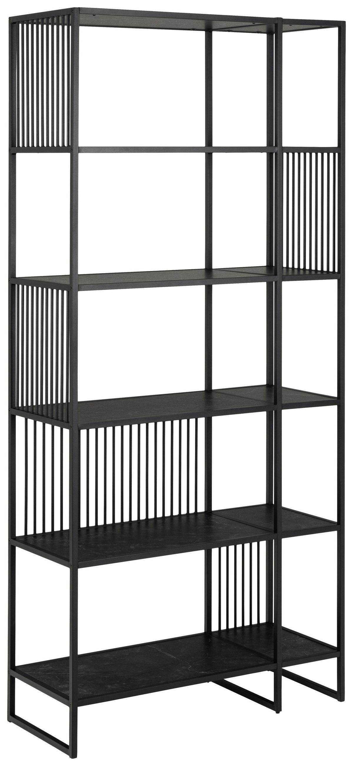 Regál černý, š: 85 CM - černá, Design, kov/kompozitní dřevo (85/35/185cm) - MID.YOU