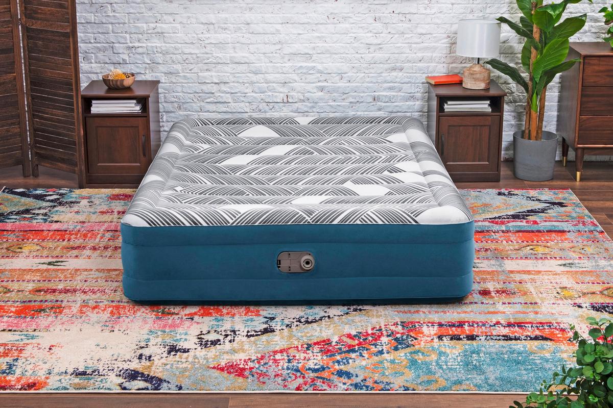 Luftbett Dominik 203x152x36 Cm Bis 300kg, Inkl. Pumpe - Dunkelblau/Grau, KONVENTIONELL, Kunststoff/Metall (203/152/36cm) - Bestway