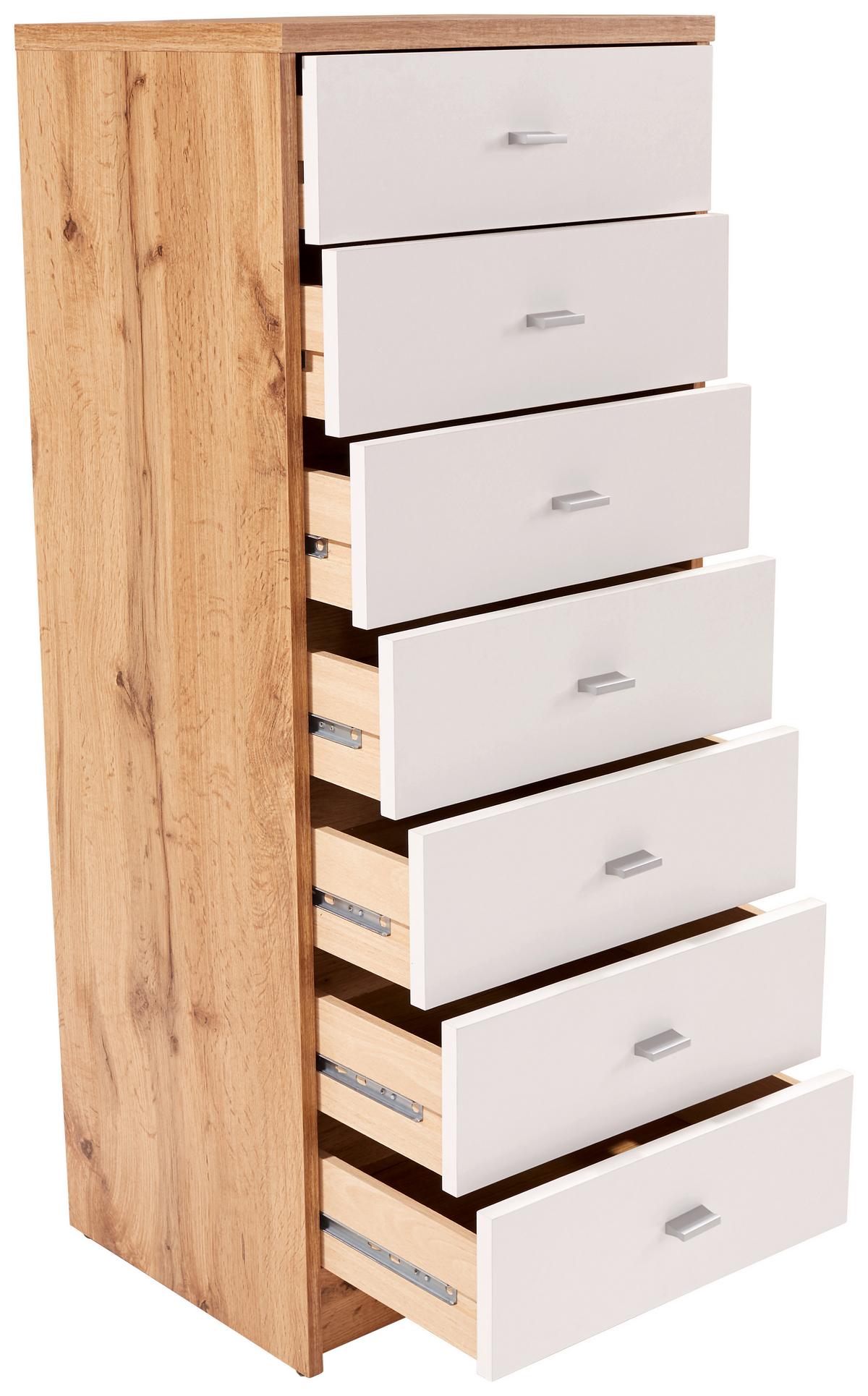 Kommode B 50cm 4-you New, Wotan Eiche Dekor/ Weiß - Eichefarben/Weiß, MODERN, Holzwerkstoff (50/111,4/34,6cm)