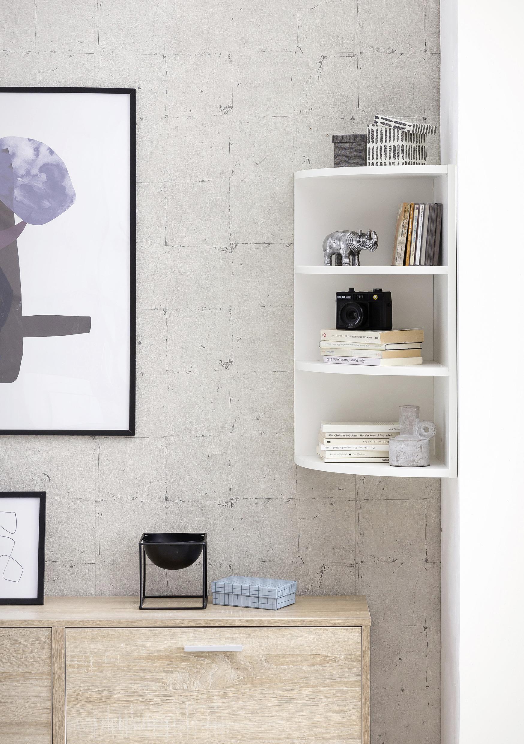 Rohový regál biely - biela, Konventionell, kompozitné drevo (30/60/30cm) - MID.YOU