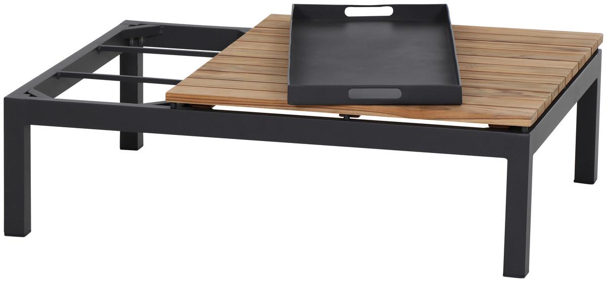 Loungetisch Aus Stahl und Echtholz - Anthrazit/Teakfarben, MODERN, Holz/Metall (102/70/27,5cm) - Siena Garden