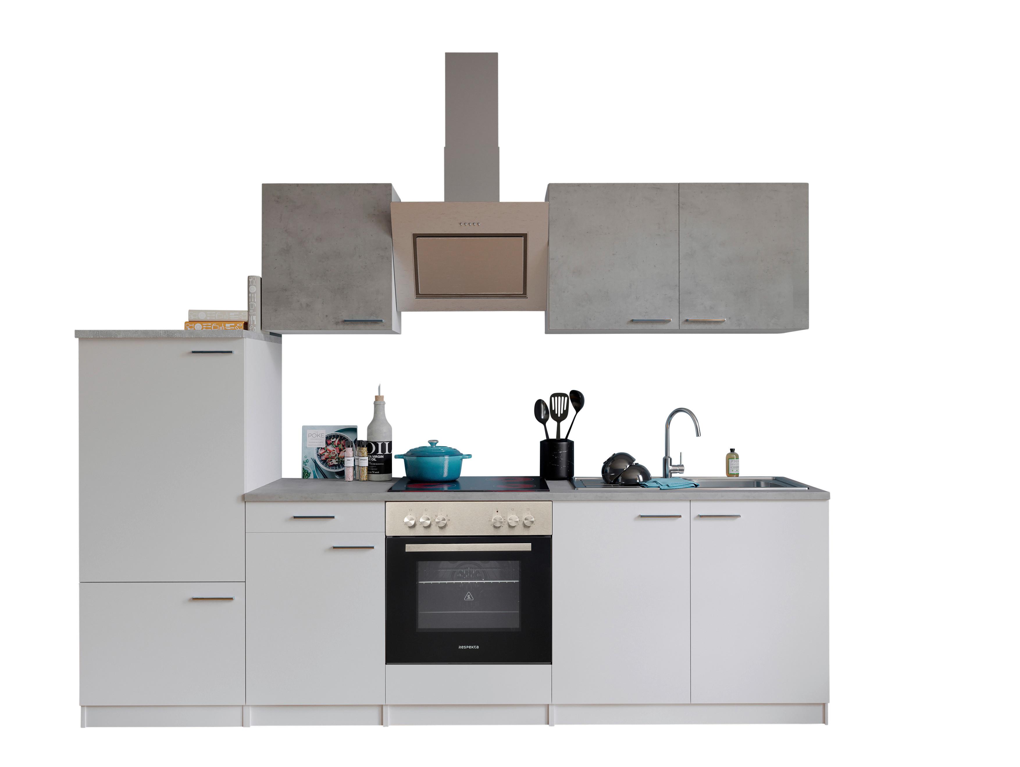 Küchenblock Malia Küchenblock 270 cm - Graphitfarben/Weiß, Basics, Holzwerkstoff (270cm) - Respekta