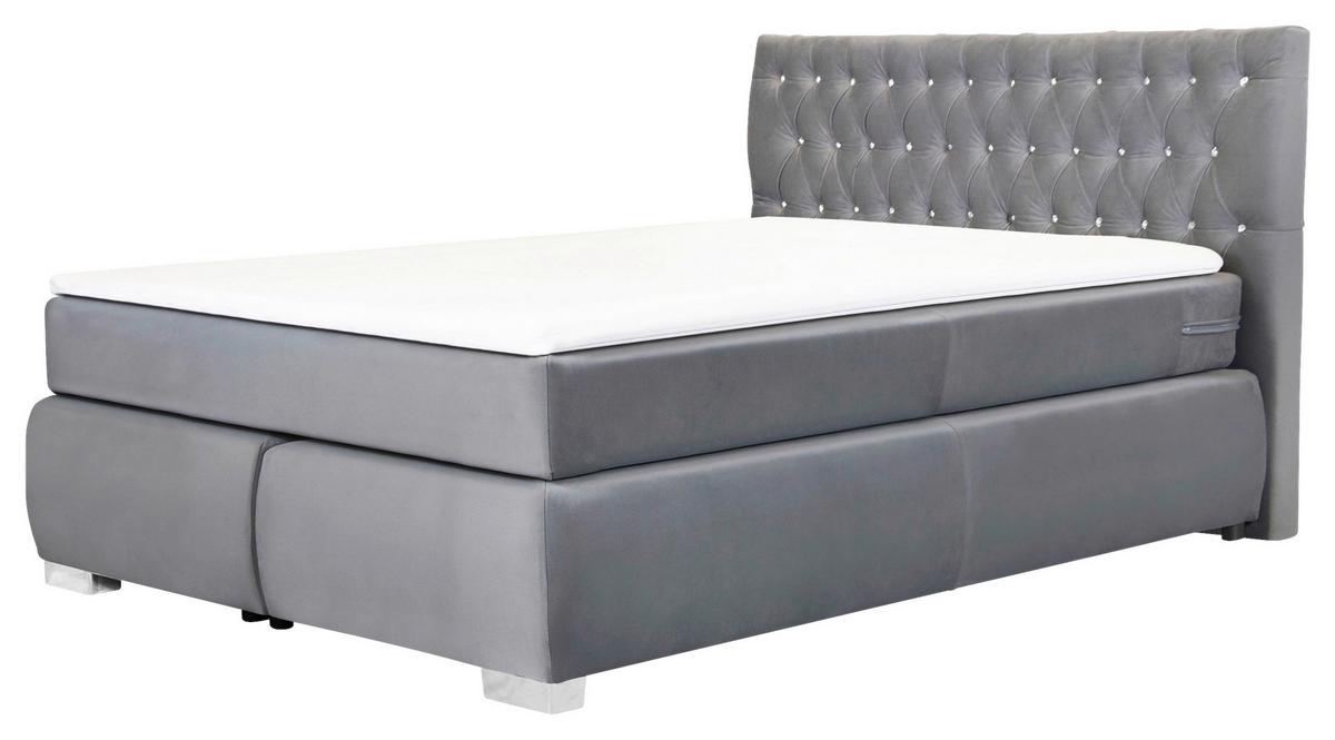 Boxspringbett Rumba Inkl. Matratze 120x200 - Platinfarben, Basics, Textil (120/200cm) - Livetastic