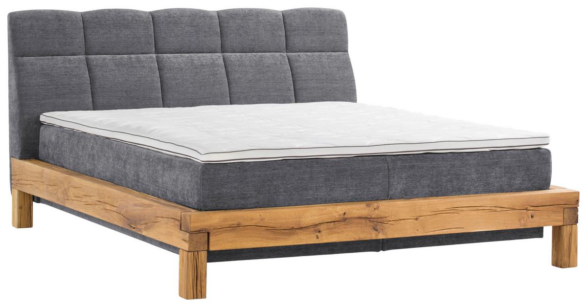 Boxspringbett Bed Bull mit Topper 180x200 cm - Anthrazit/Buchefarben, Natur, Textil (180/200cm) - Livetastic