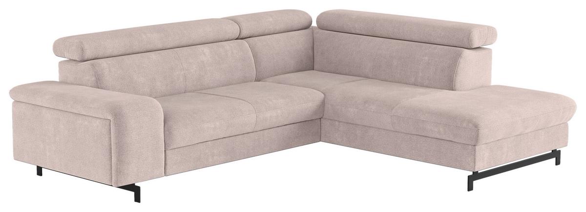 Ecksofa mit Bettkasten Emma Creme 262x215 cm - Creme/Schwarz, Textil (262/215cm) - MID.YOU