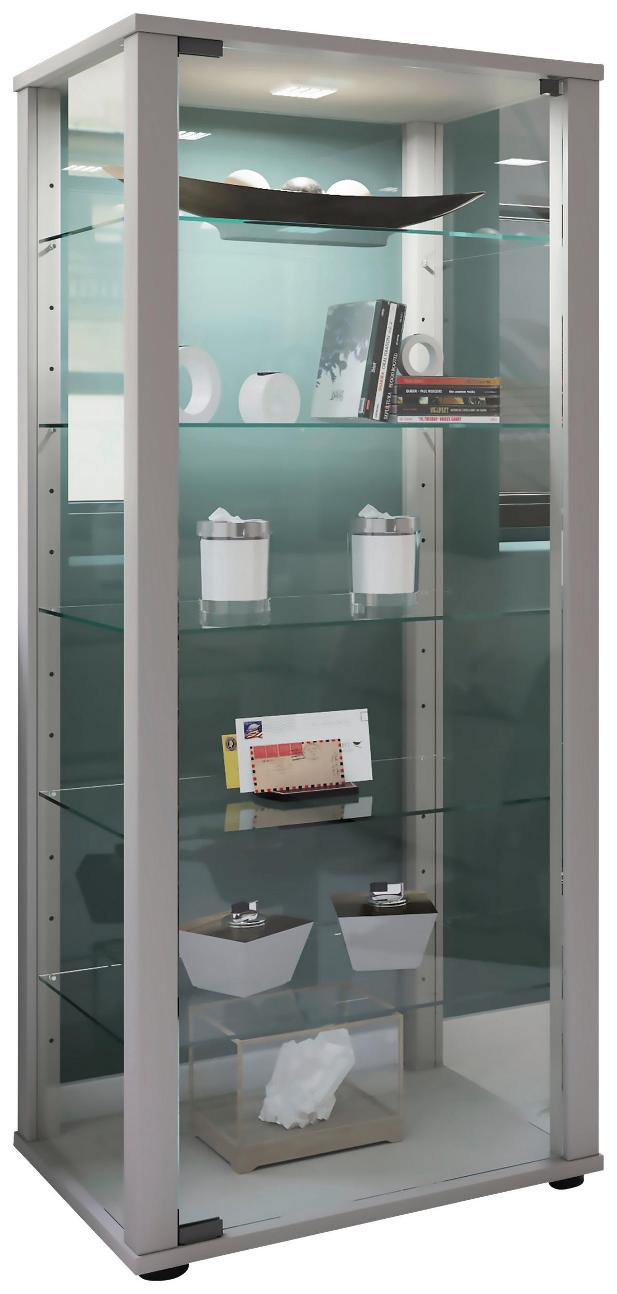 Vitrine Kavisa B: 50 Cm Silberfarben - Silberfarben/Schwarz, MODERN, Glas/Holzwerkstoff (50/114,5/38cm) - MID.YOU