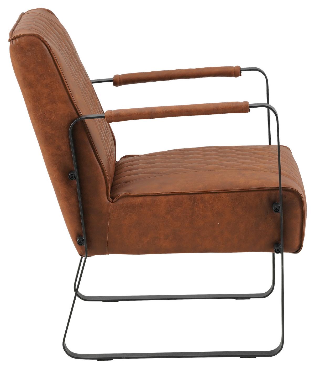 Sessel Stevie - Hellbraun/Cognac, KONVENTIONELL, Textil/Metall (75/61/70cm) - MID.YOU