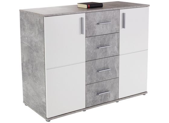 Kommode Ina 03 B:132cm Beton Optik/Weiß Dekor - Weiß/Grau, MODERN, Holzwerkstoff (132,2/95,1/38,3cm) Kommode Ina 03 B:132cm Beton Optik/Weiß Dekor - Weiß/Grau, MODERN, Holzwerkstoff (132,2/95,1/38,3cm)