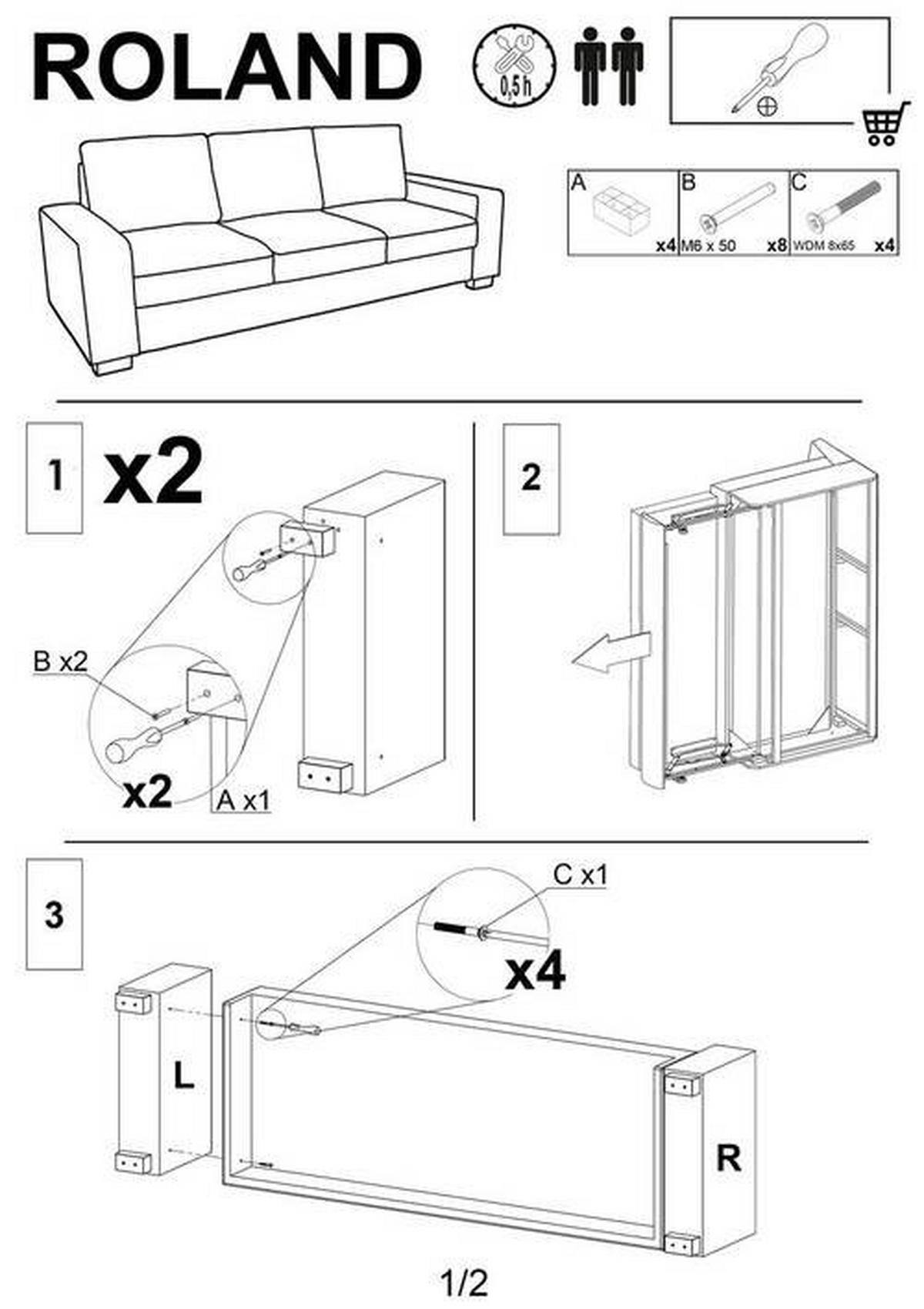 Schlafsofa Roland, Altrosa B: 239 Cm - Beige/Schwarz, Design, Textil (239/91/92cm) - MID.YOU