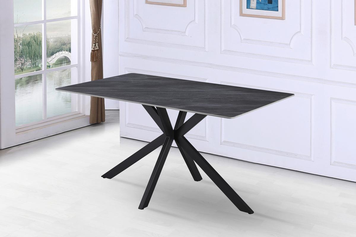 Esstisch Leon Keramik hellgrau, B: 140cm - Schwarz/Grau, Trend, Stein/Metall (140/90/75cm)