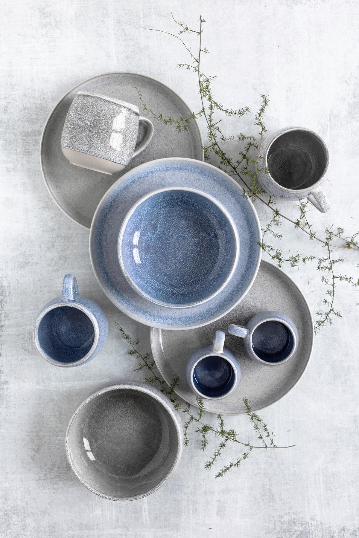 fürhstücksserviceset 16 -Teilig. Blau/Braun - Blau/Braun, Basics, Keramik - Mäser