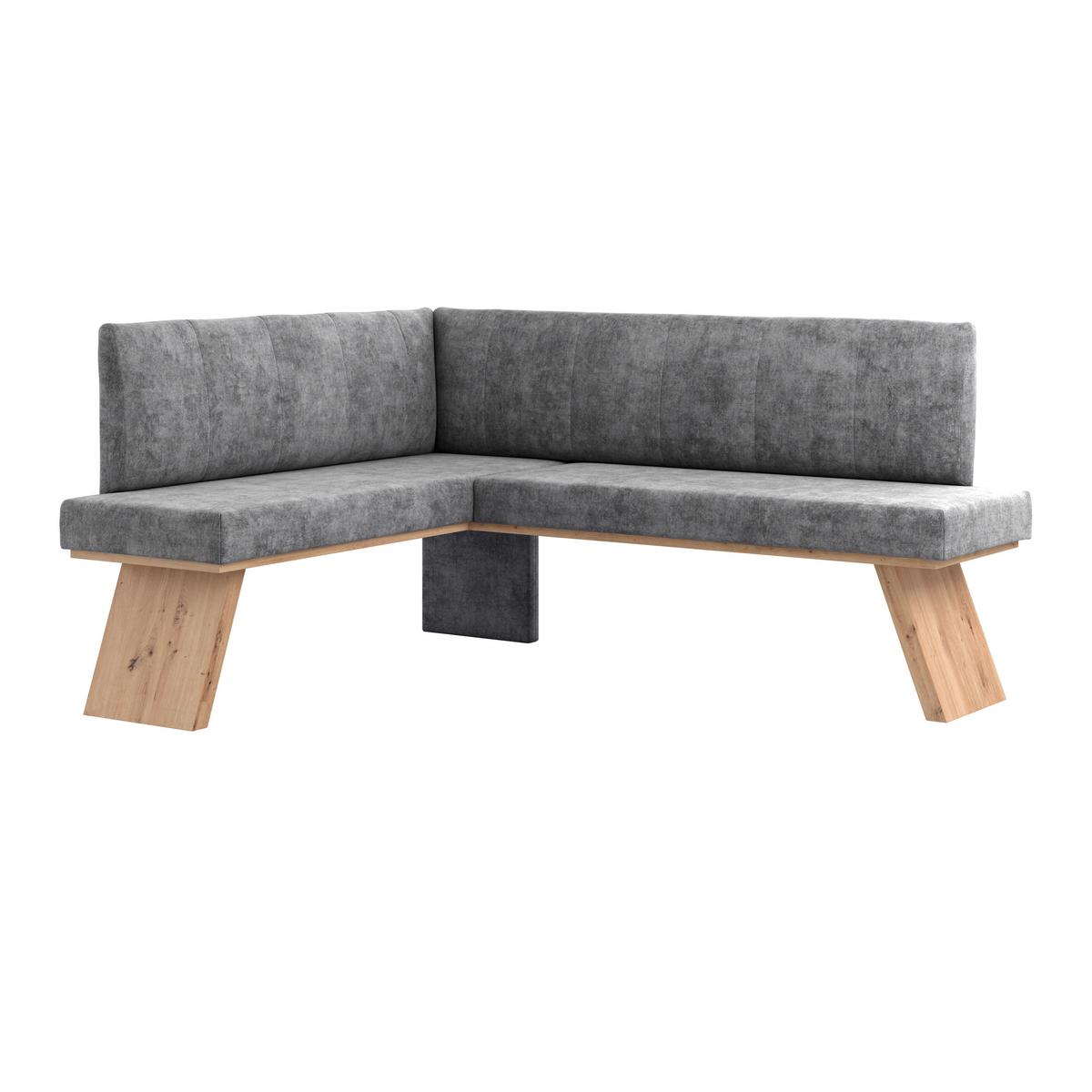 Eckbank Emma Ii Webstoff Schwarz, B: 150 Cm - Eichefarben/Schwarz, KONVENTIONELL, Holzwerkstoff/Textil (150/185cm)