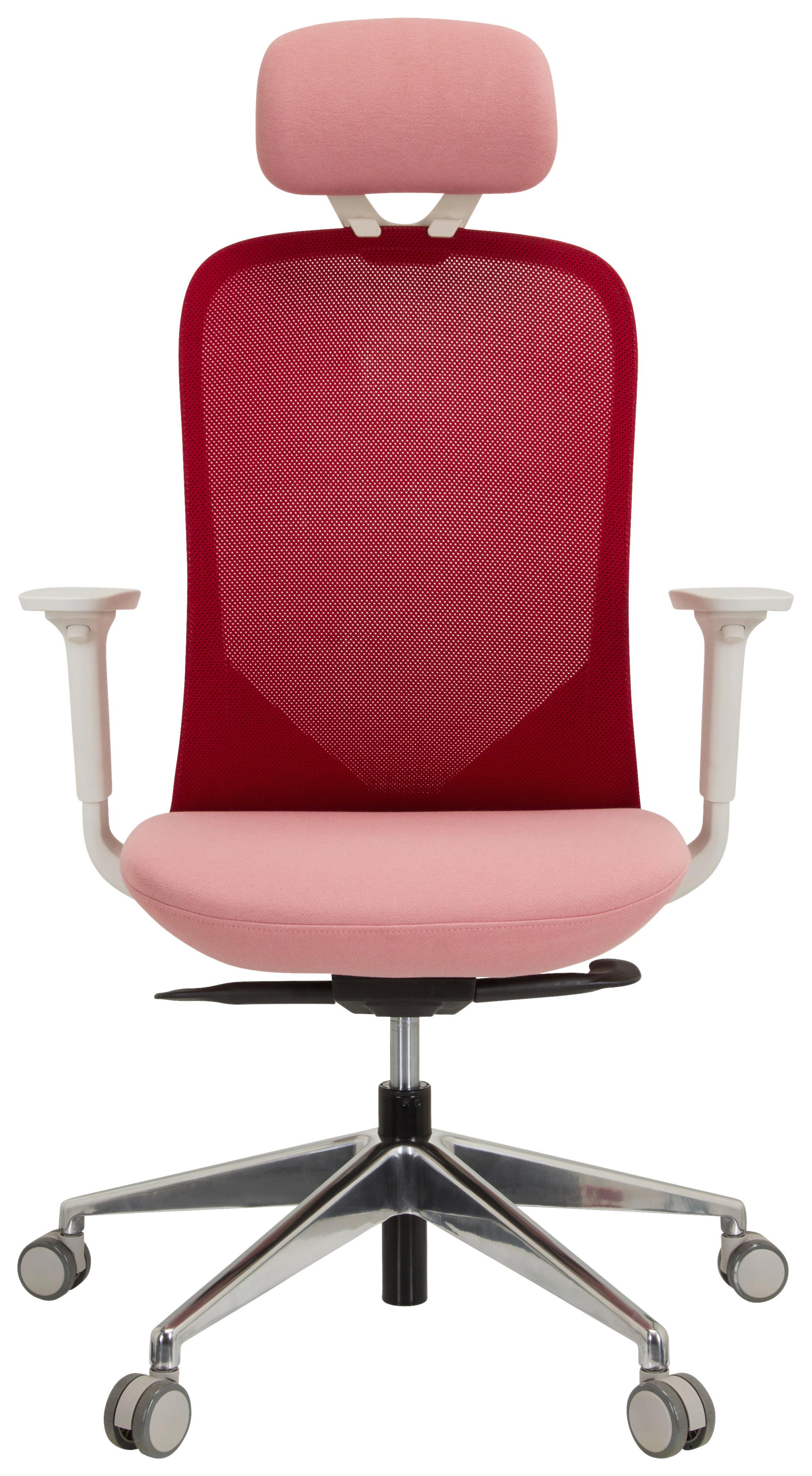 Drehstuhl Aveza Pro Armstützen Rosa/Weiß Bis 120kg - Alufarben/Rosa, MODERN, Kunststoff/Textil (68/130/60cm) - MID.YOU