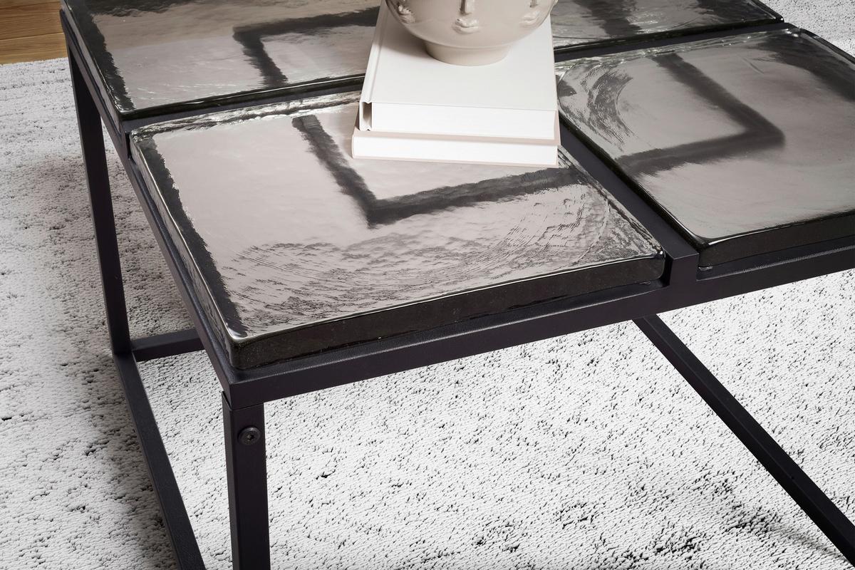Couchtisch Schwarz L: 58 cm - Schwarz, Design, Glas/Metall (58/58/43,5cm) - MID.YOU