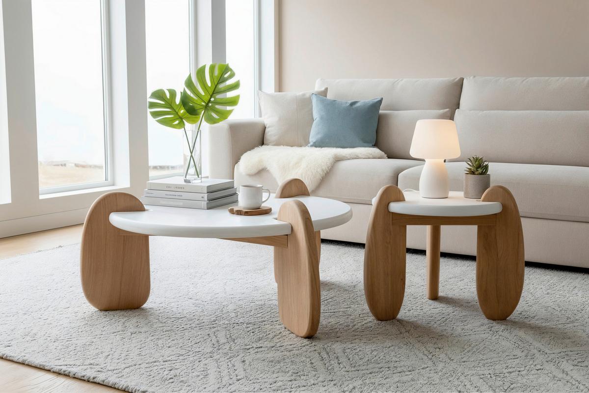 Couchtisch Naturfarben/Weiß B: 80 cm - Naturfarben/Weiß, Design, Holz/Holzwerkstoff (80/80/45cm) - MID.YOU