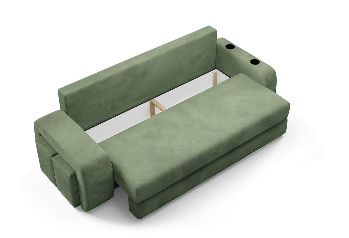 Schlafsofa Ines Grün B: 258cm - Schwarz/Grün, Design, Textil (258/98/95cm) - Livetastic