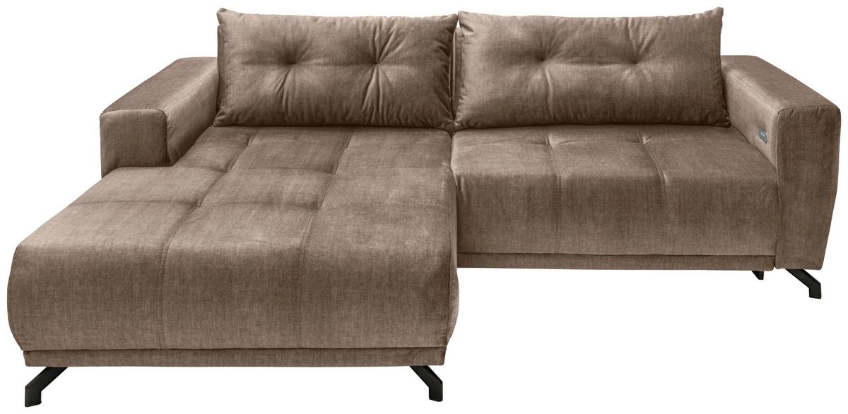 Ecksofa Restato Hellbraun S: 177x246 cm - Hellbraun/Schwarz, MODERN, Textil (177/246cm) - MID.YOU