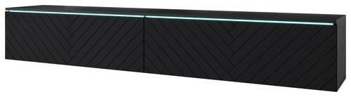 TV-Lowboard B: 180 cm Schwarz mit Fischgräte und Beleuchtung - Schwarz/Grau, Basics, Holzwerkstoff (180/30/33cm) - P & B