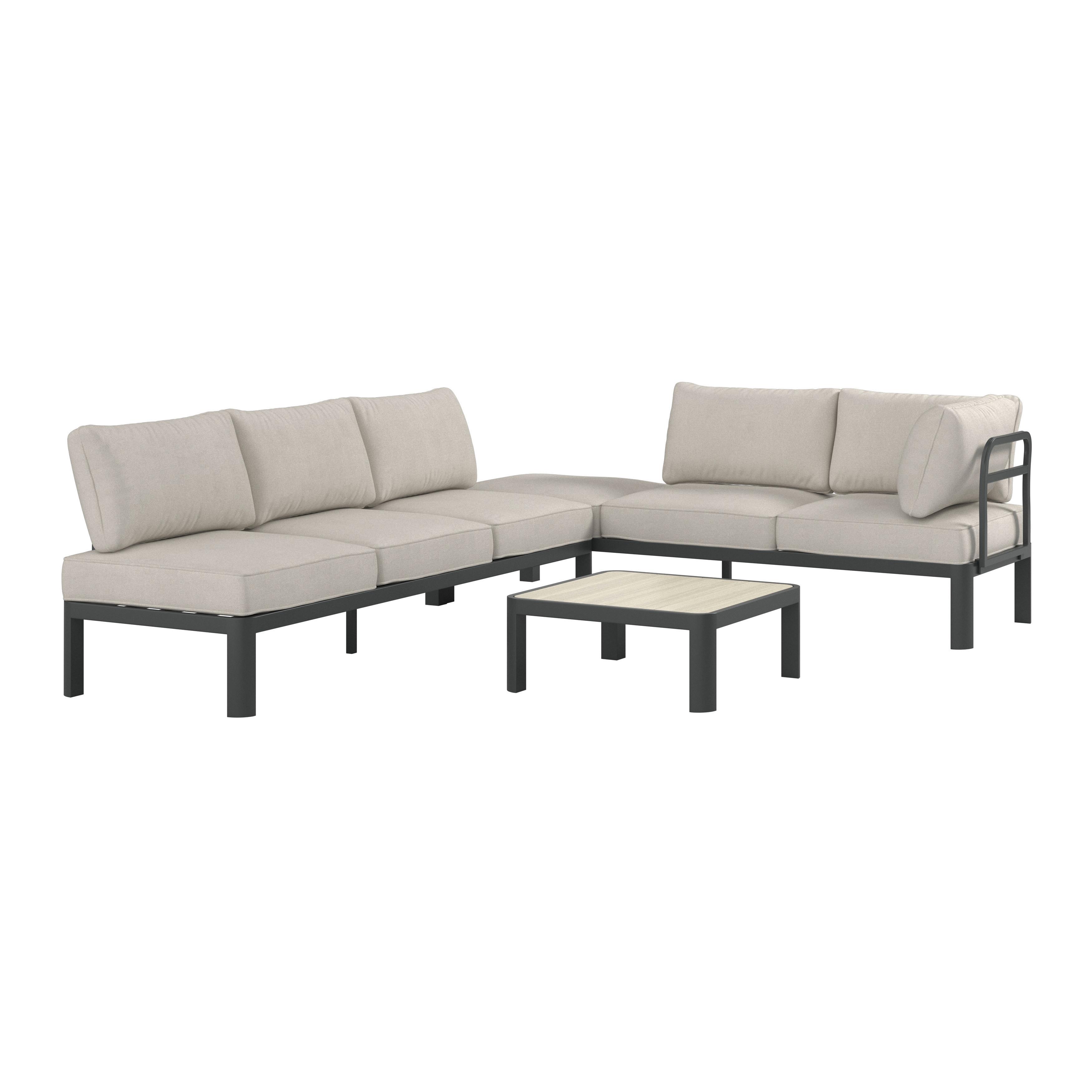 Loungegarnitur 4-tlg Bordeaux Metall/kunststoff Mit Kissen - Dunkelgrau/Beige, MODERN, Kunststoff/Textil (300/222cm) - Beldano