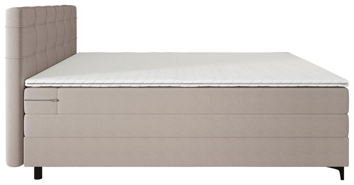 Boxspringbett Mitto mit Topper 160x200 cm - Lavagrau/Schwarz, KONVENTIONELL, Textil/Metall (160/200cm)