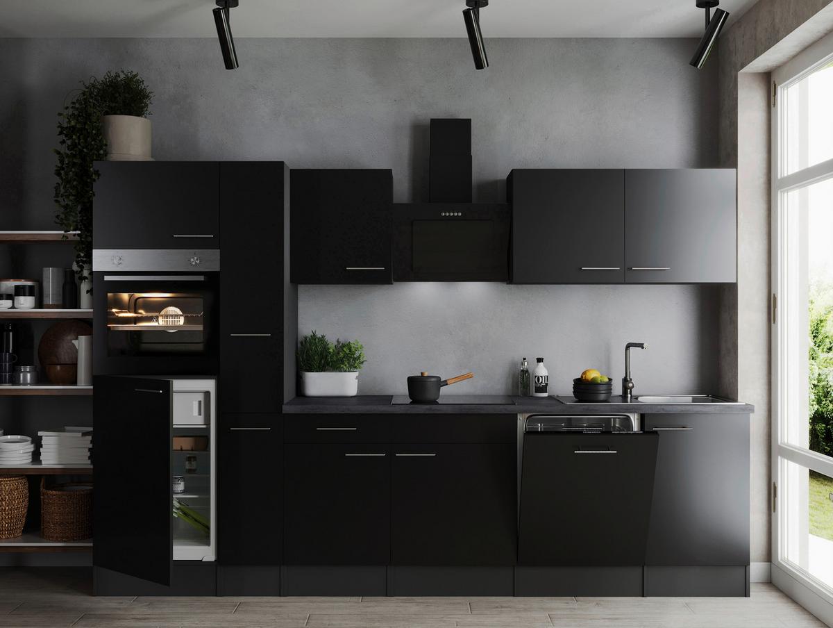 Küchenblock Oliver Grau, Schwarz B: 310 cm - Schwarz/Grau, Design, Holzwerkstoff (310cm) - Respekta