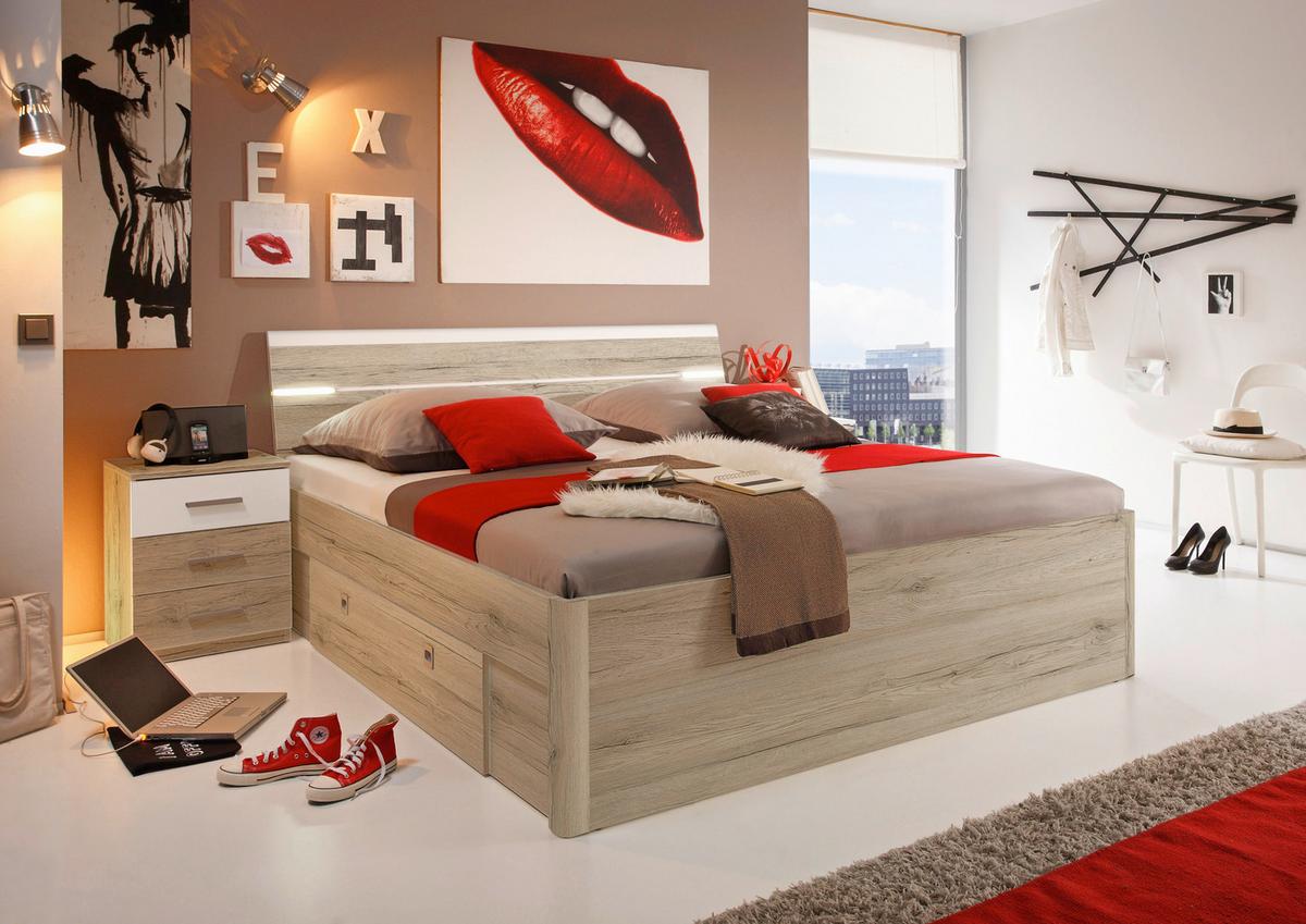 Ágykeret Mars 160/200 Cm - tölgyfa színű/fehér, Modern, faalapú anyag (160/200cm)