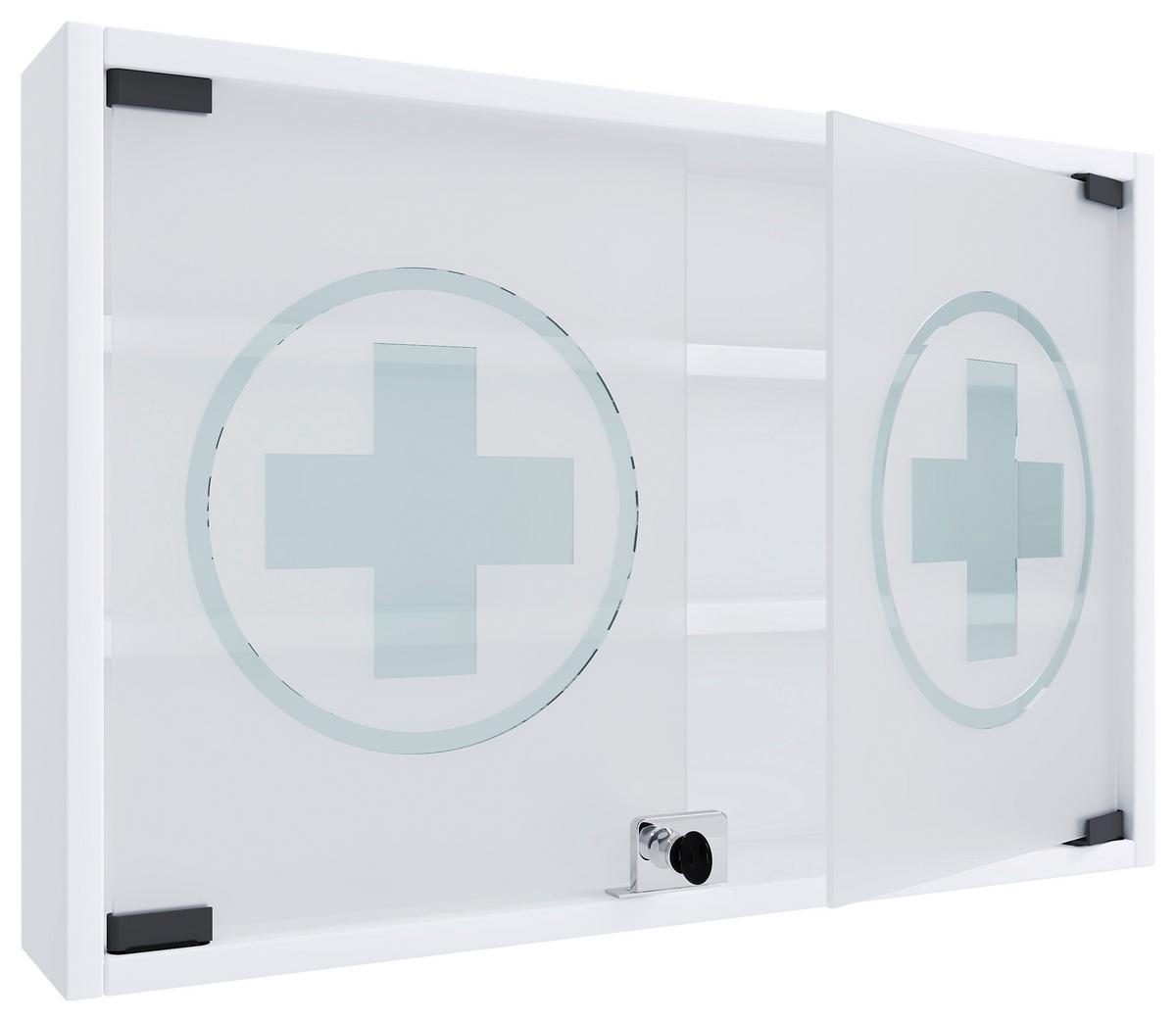 Medizinschrank Hustila Weiß B: 60 Cm - Weiß, MODERN, Glas/Holzwerkstoff (60/40/10cm) - MID.YOU