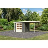 Gartenhaus m. Anbaudach terragrau 482x211x217cm - Grau, Holz (482/211/217cm) - Karibu