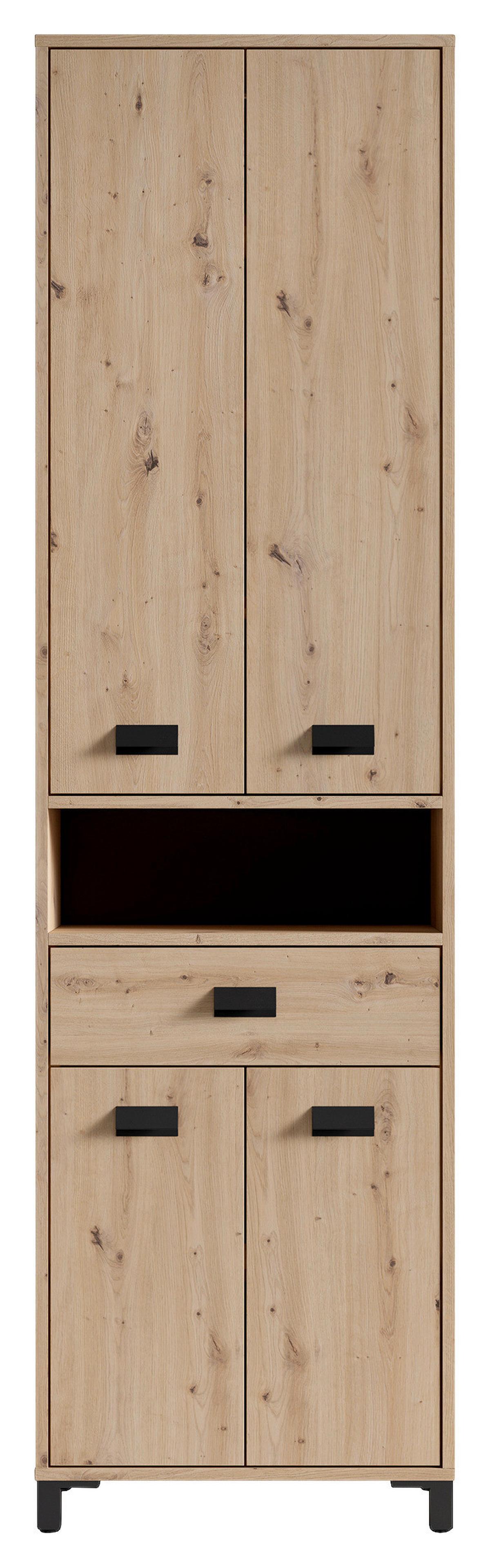 Badezimmer Wellness Eiche Artisan/Schwarz B: 194,5 cm - Schwarz/Eiche Artisan, MODERN, Holzwerkstoff/Kunststoff (194,5cm) - MID.YOU