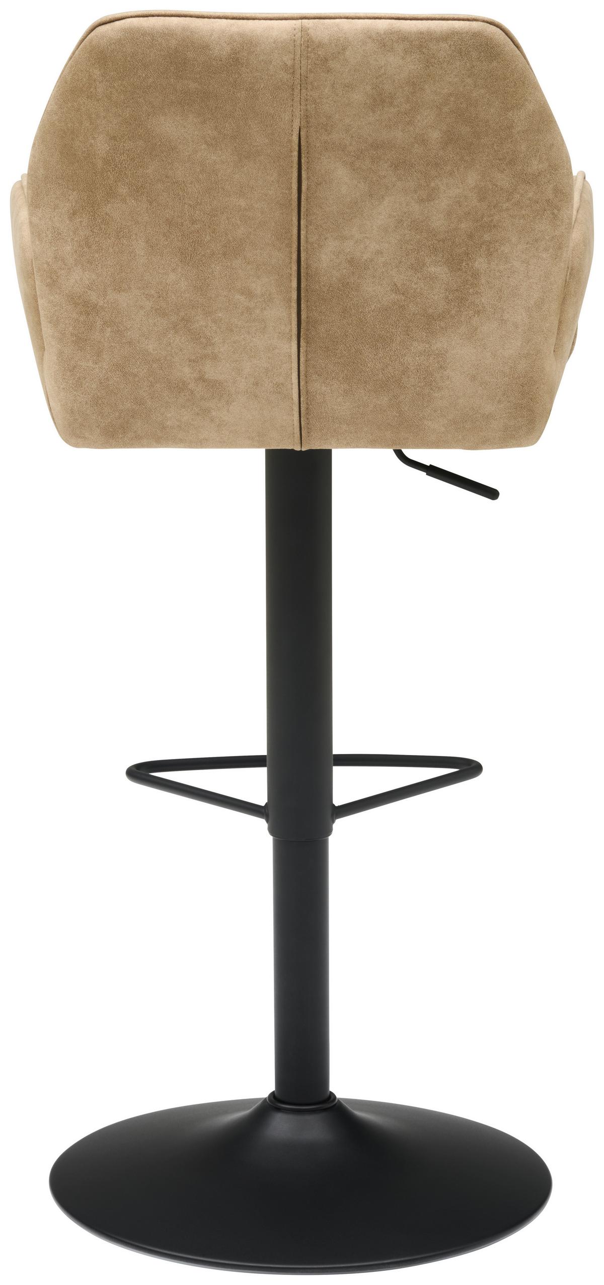 Barhocker Höhenverstellbar Mit Lehne Wanda Webstoff Beige - Beige/Schwarz, KONVENTIONELL, Textil/Metall (51/90-111/52cm) - MID.YOU
