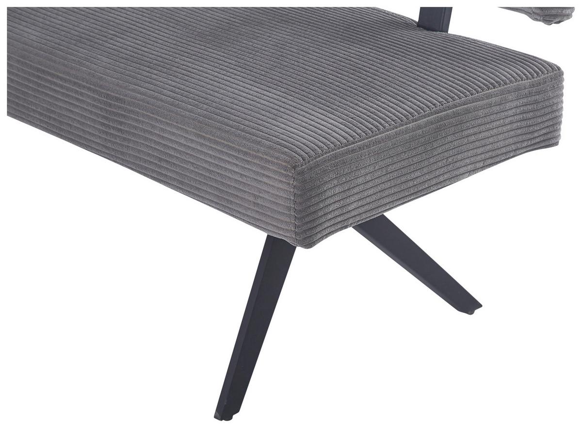 Eckbank Chios Cord Dunkelgrau, S: 190x150 cm - Dunkelgrau/Schwarz, KONVENTIONELL, Textil/Metall (190/150cm) - MID.YOU