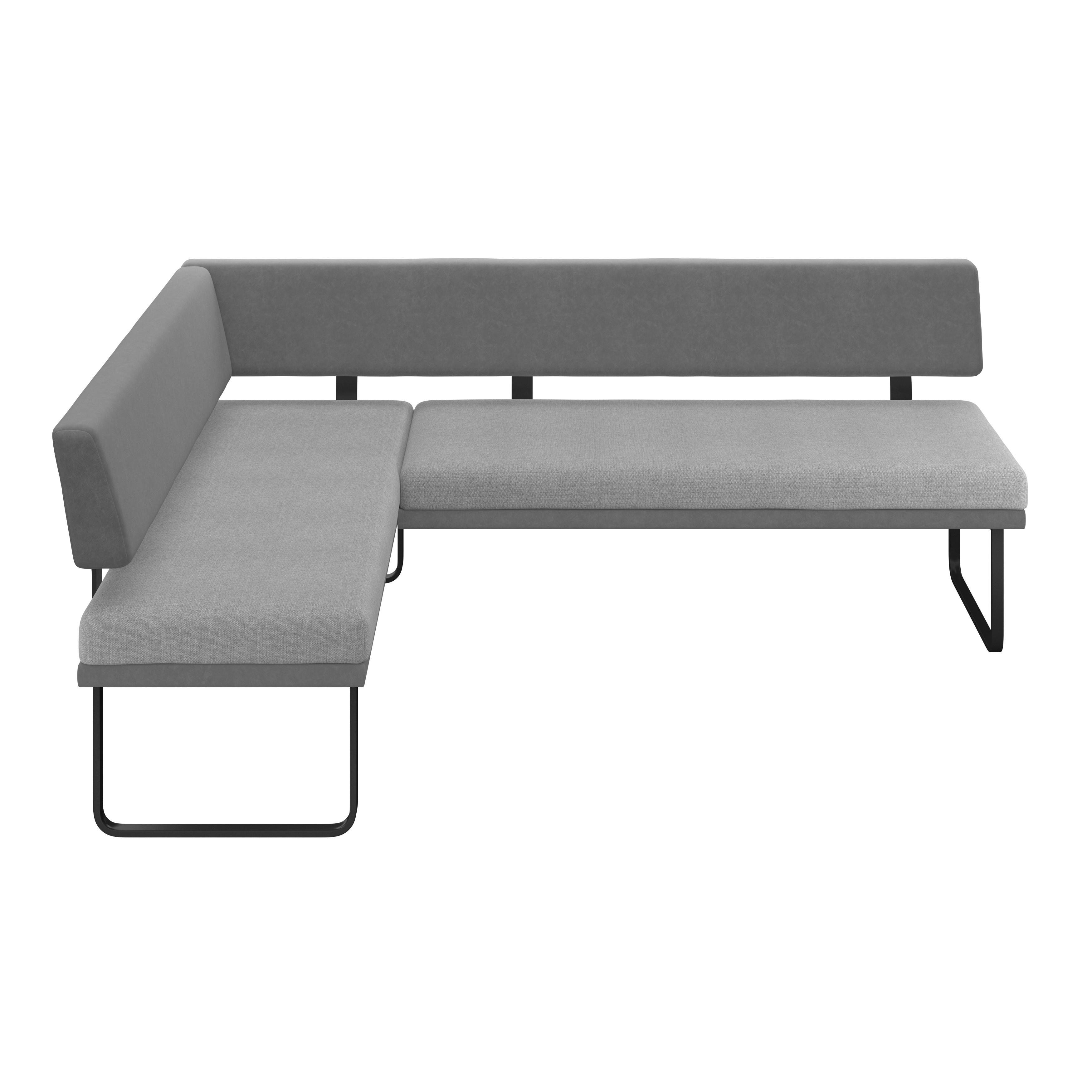 Eckbank Kian Webstoff Grau,  S:164x233 cm - Schwarz/Grau, Trend, Textil/Metall (164/233cm)
