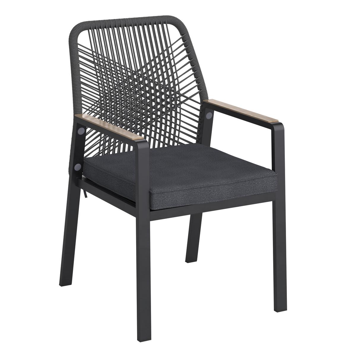 Gartenstuhl Daniela - Dunkelgrau/Eichefarben, MODERN, Textil/Metall (55/90/67cm) - Beldano