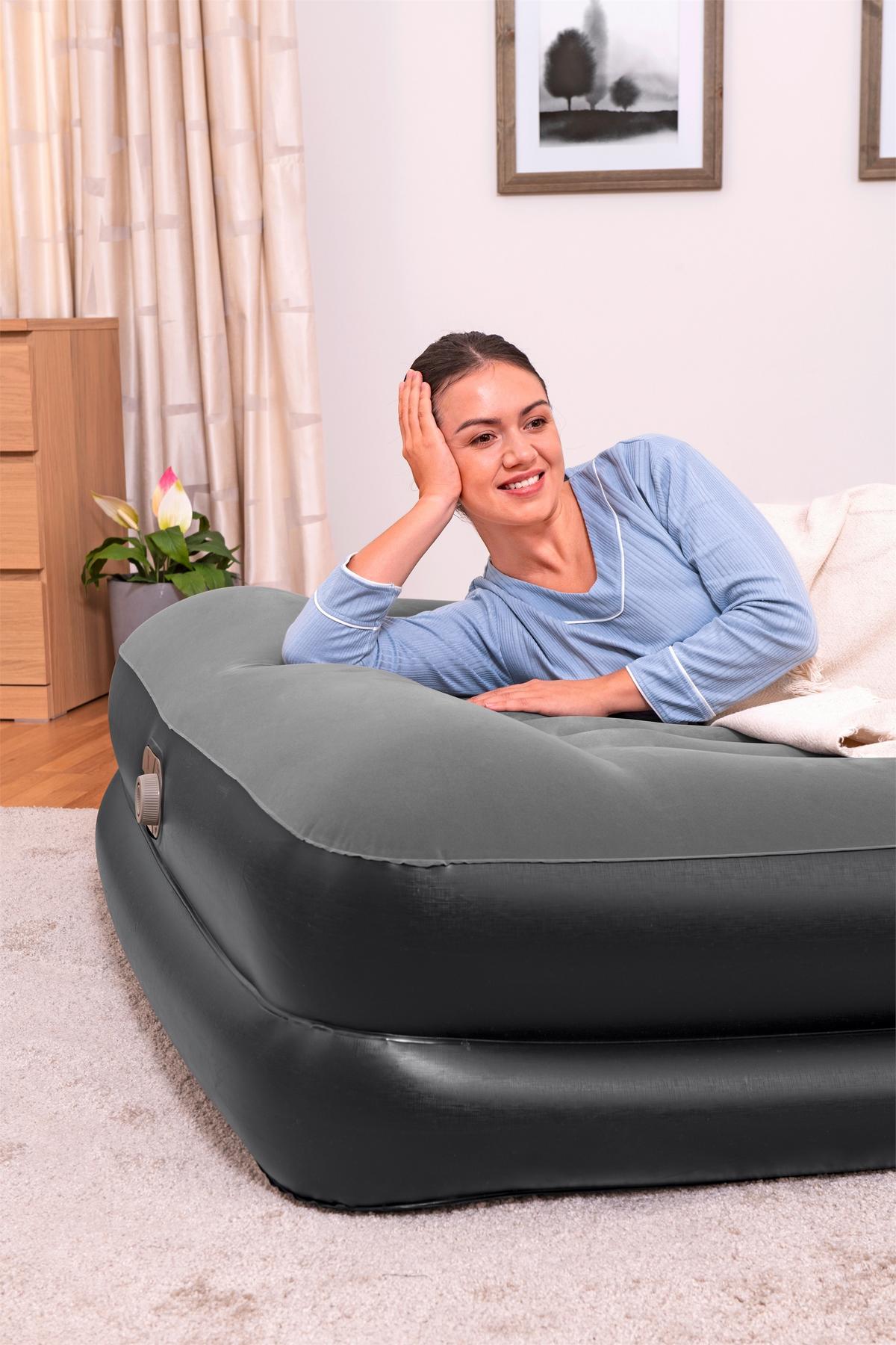 Luftbett Kimi Lbh: 203x152x46 Cm Mit Pumpe, Max. 300 Kg - Schwarz/Grau, Kunststoff (203/152/46cm) - Bestway