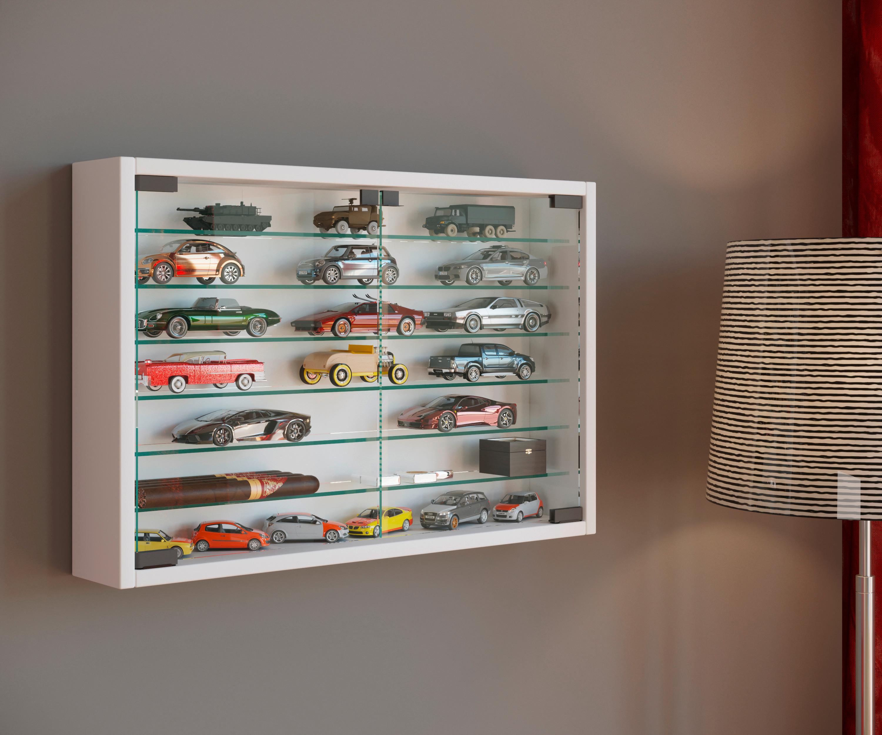 Hängevitrine Mandosa XL B: 60 cm Weiß mit Glastüren - Weiß, MODERN, Glas/Holzwerkstoff (60/40/10cm) - MID.YOU
