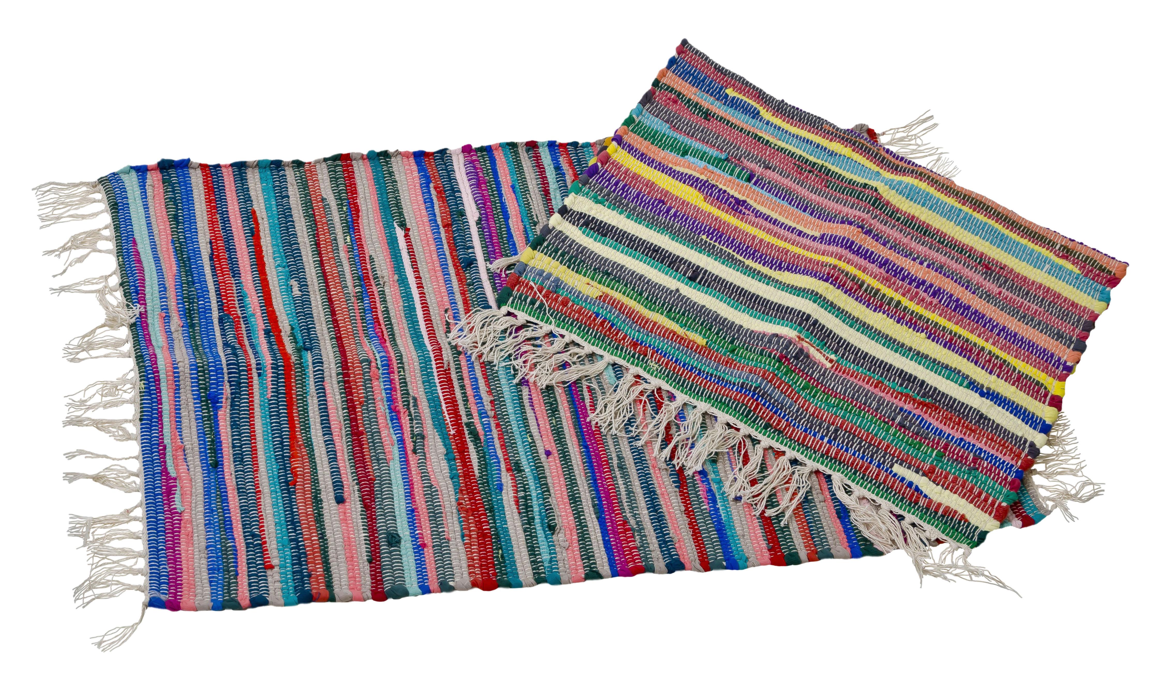 Handwebteppich 409015 - Multicolor/Weiß, Basics, Naturmaterialien/Kunststoff (70/140cm)