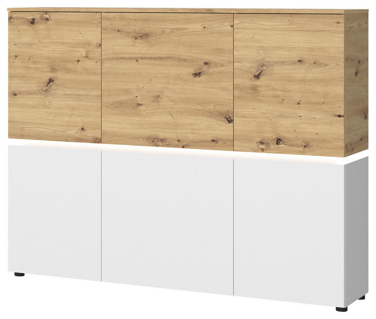 Sideboard Luci Weiß Eiche Artisan/Weiß B: 165,5 cm - Weiß/Eiche Artisan, Trend, Holzwerkstoff (165,5/131,5/40cm) - MID.YOU