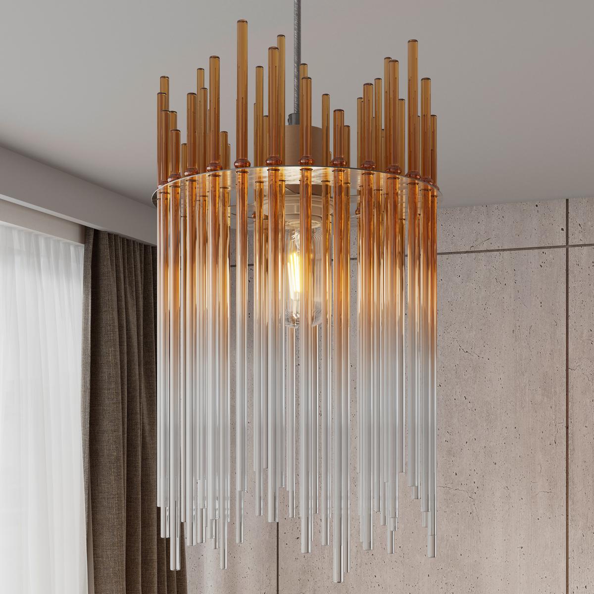 HÄNGELEUCHTE STAB - Champagner/Transparent, MODERN, Glas/Kunststoff (81/20/150cm)