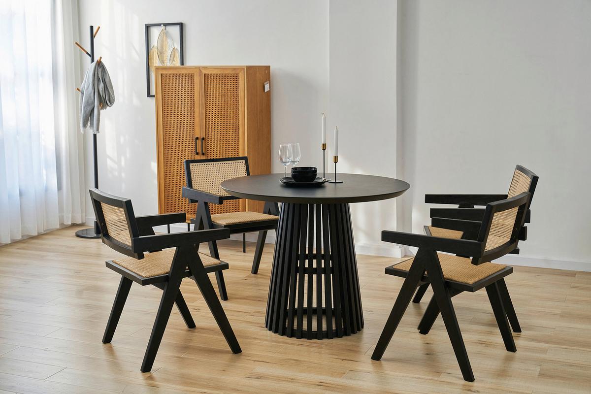 ARMLEHNSTUHL Schwarz/Naturfarben B: 52cm - Schwarz/Naturfarben, MODERN, Holz (52/78/58cm) - MID.YOU