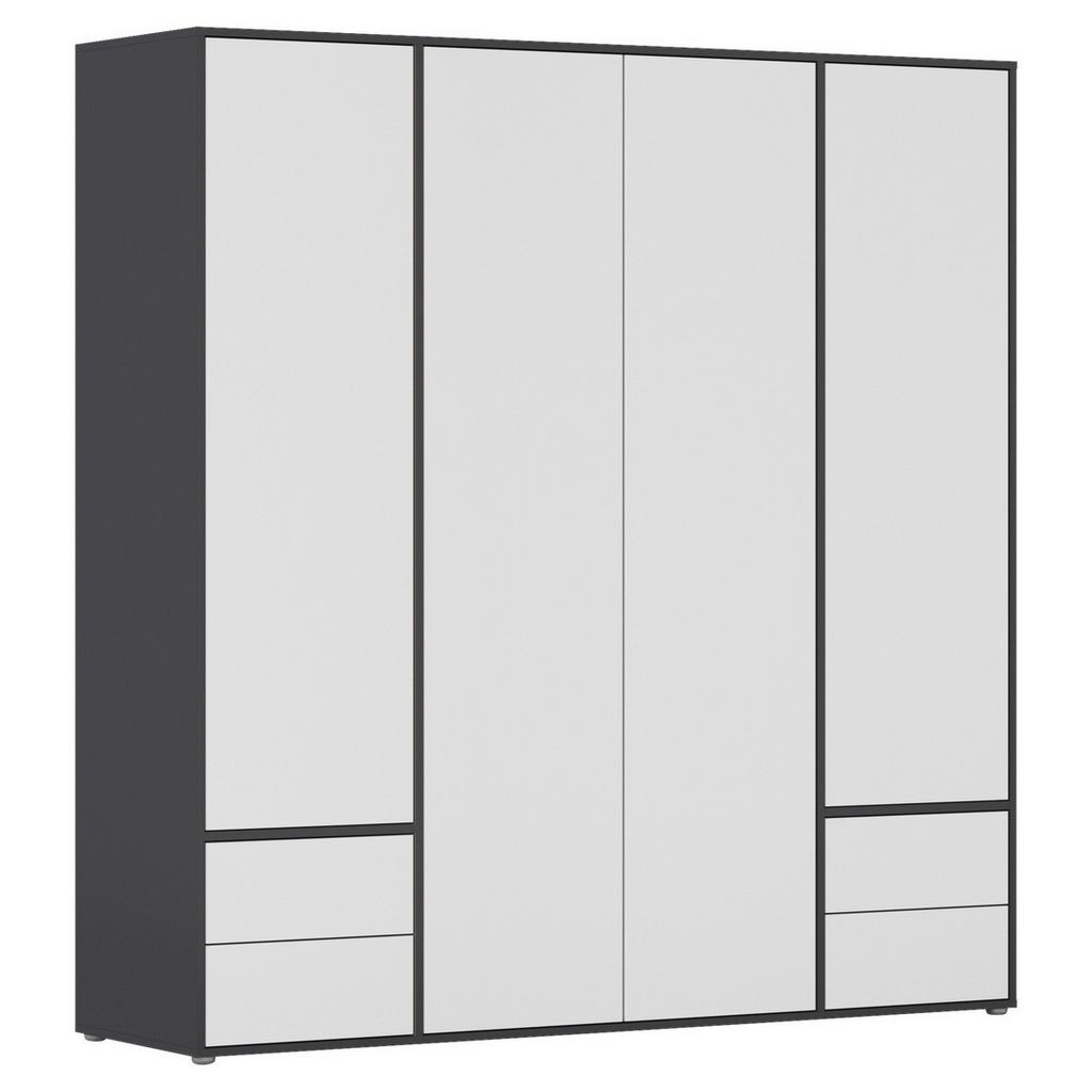 Drehtürenschrank Grau Weiß B: 187 cm