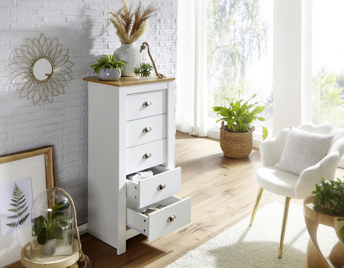 Highboard Weiß B: 53cm - Braun, MODERN, Holzwerkstoff (53/114/39cm) - MID.YOU