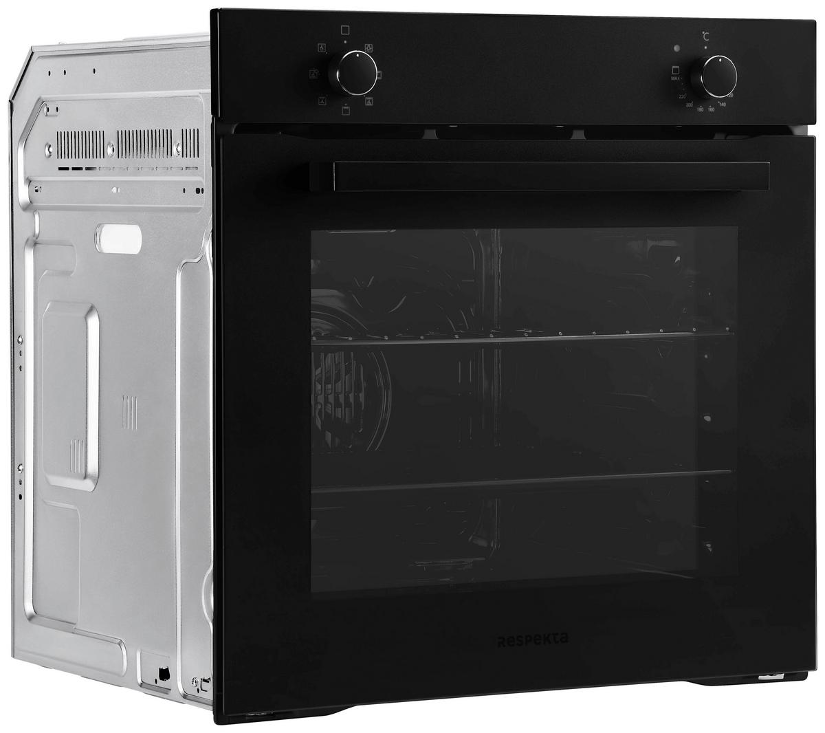 Einbaubackofen Schwarz B: 59,4 cm - Schwarz, Basics, Glas/Metall (59,4/59,5/52,1cm) - Respekta