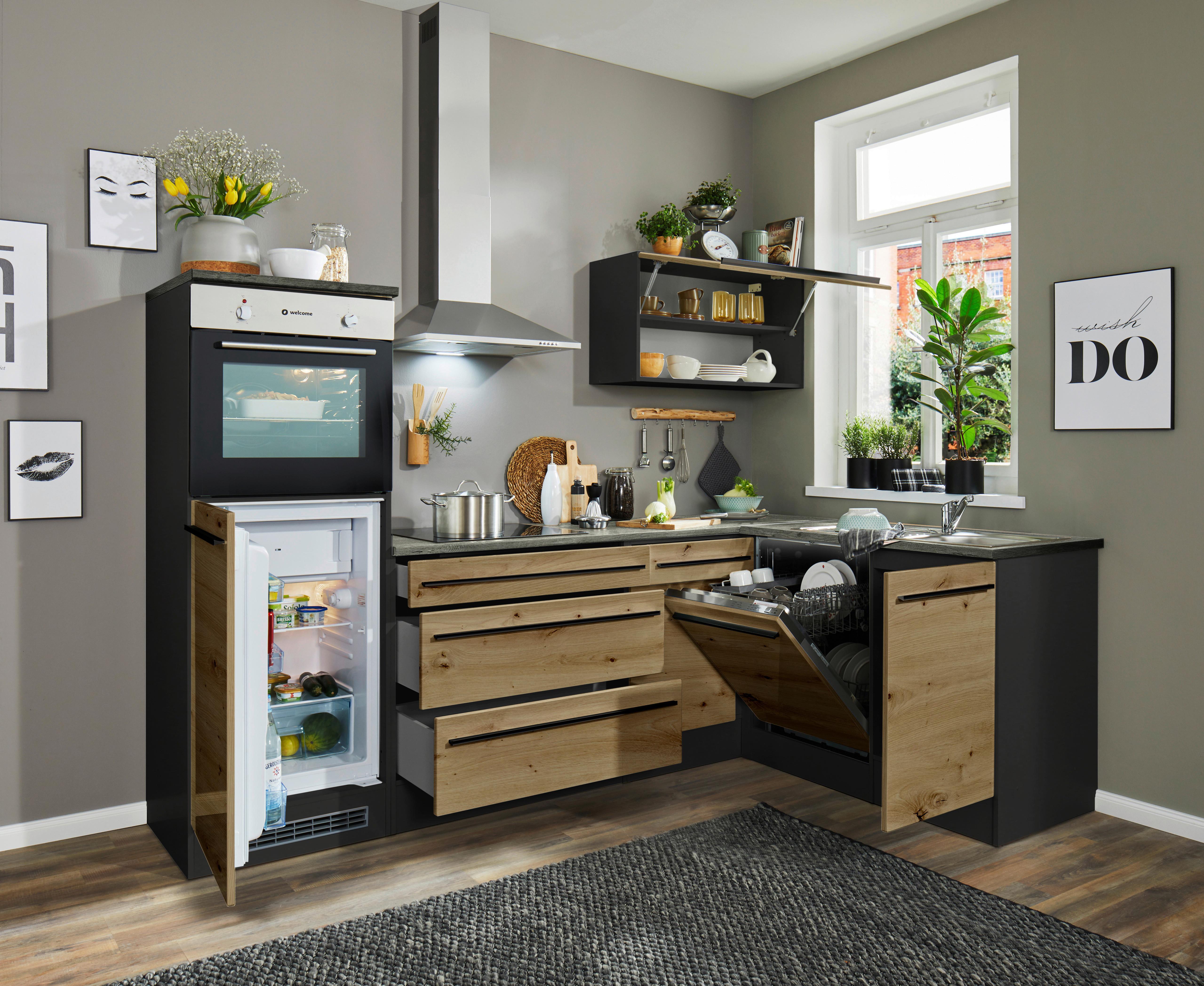 Küchenblock mit Klappschrank & E-Geräten