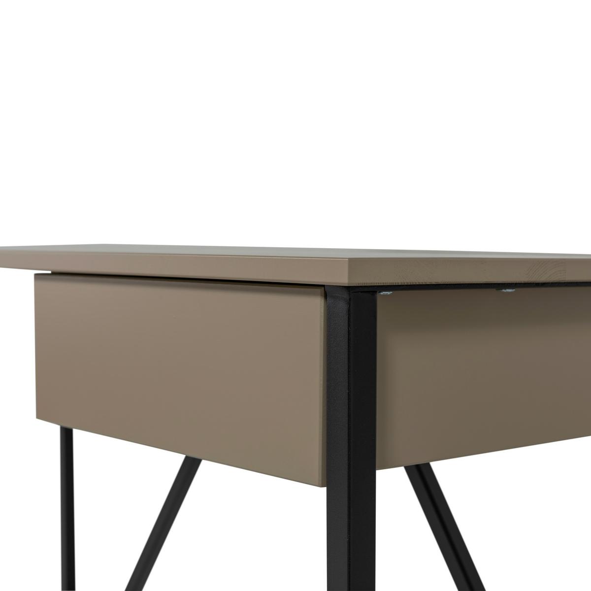 Schreibtisch New Julius Schlammfarben L: 126cm - Schlammfarben/Schwarz, MODERN, Holz/Metall (126/53/75cm) - Livetastic
