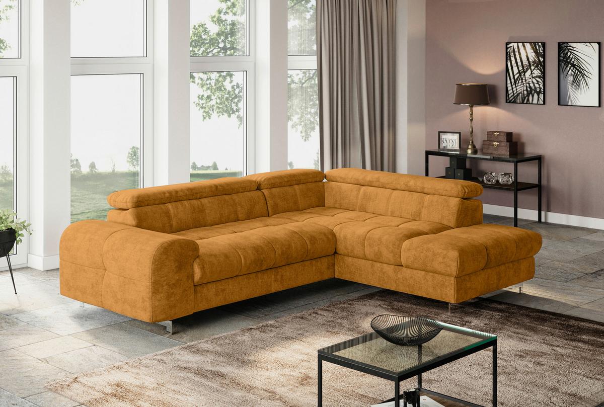 Ecksofa mit Schlaffunktion Cloud + Goldfarben - Chromfarben/Goldfarben, KONVENTIONELL, Textil (257/206cm) - Livetastic