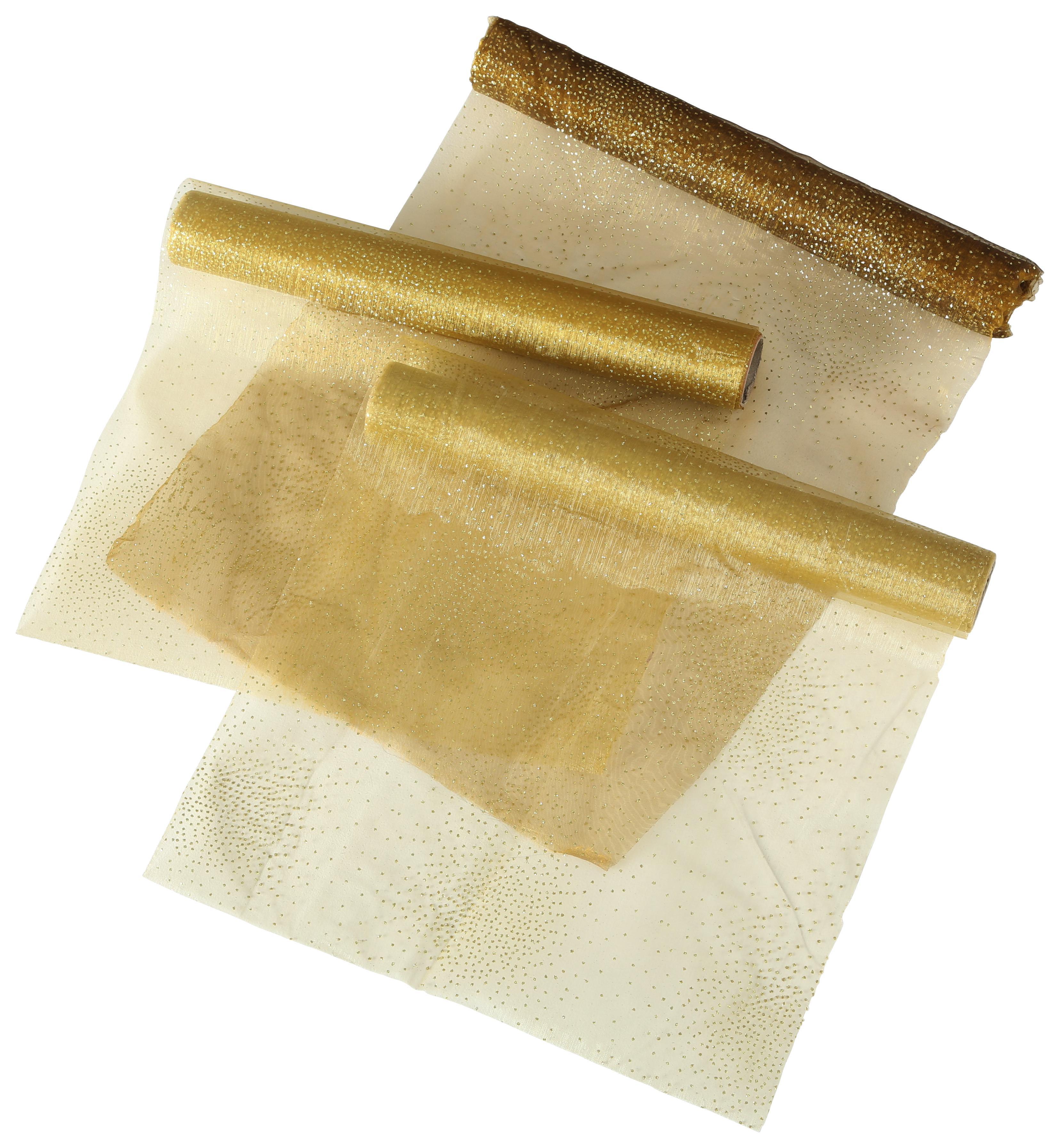 Dekoranyag Goldstaub - Arany, modern, Textil (200/35cm)