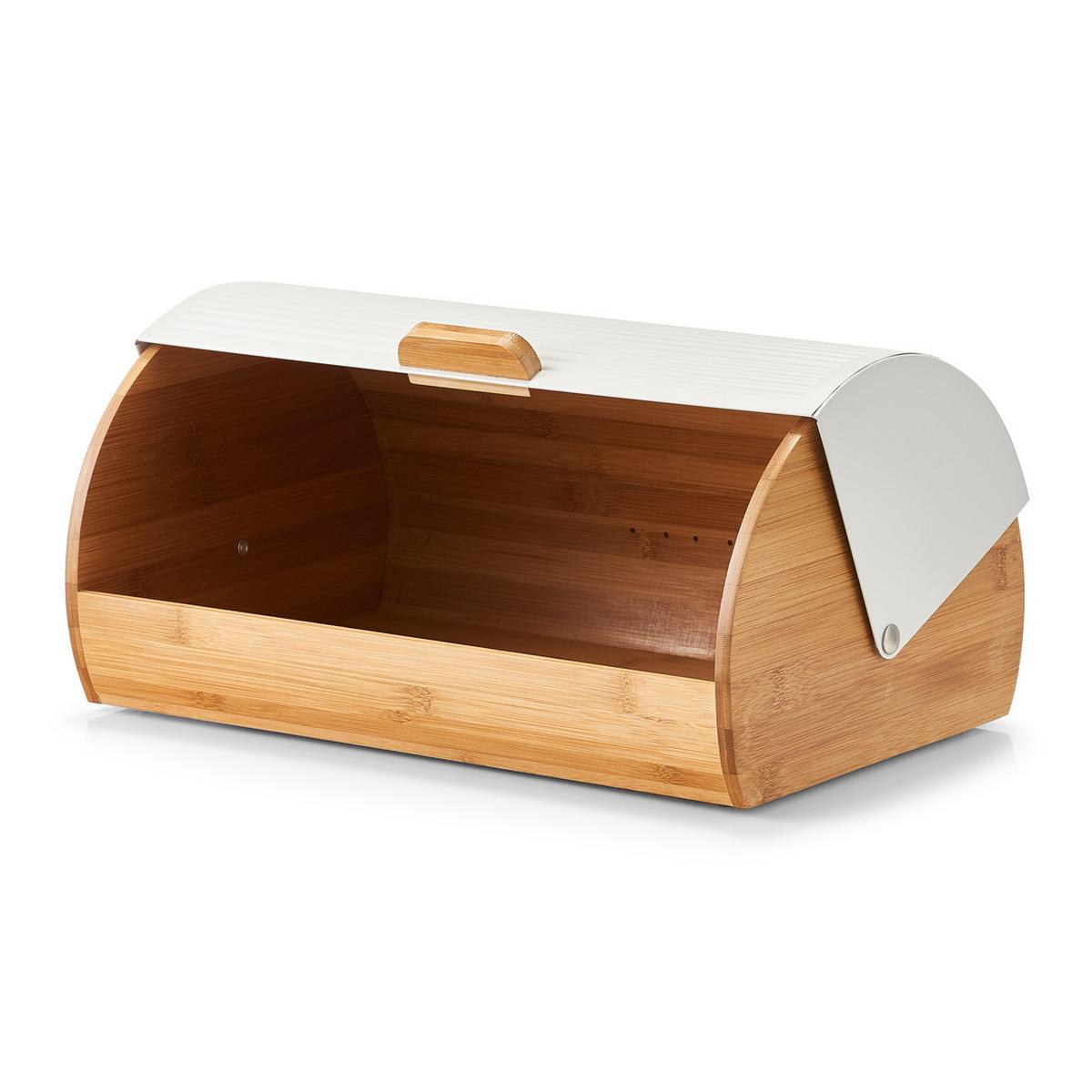 Brotkasten Naturfarben Weiß B: 39 Cm - Weiß/Naturfarben, Basics, Holz/Metall (39/27/19cm) - Zeller Present