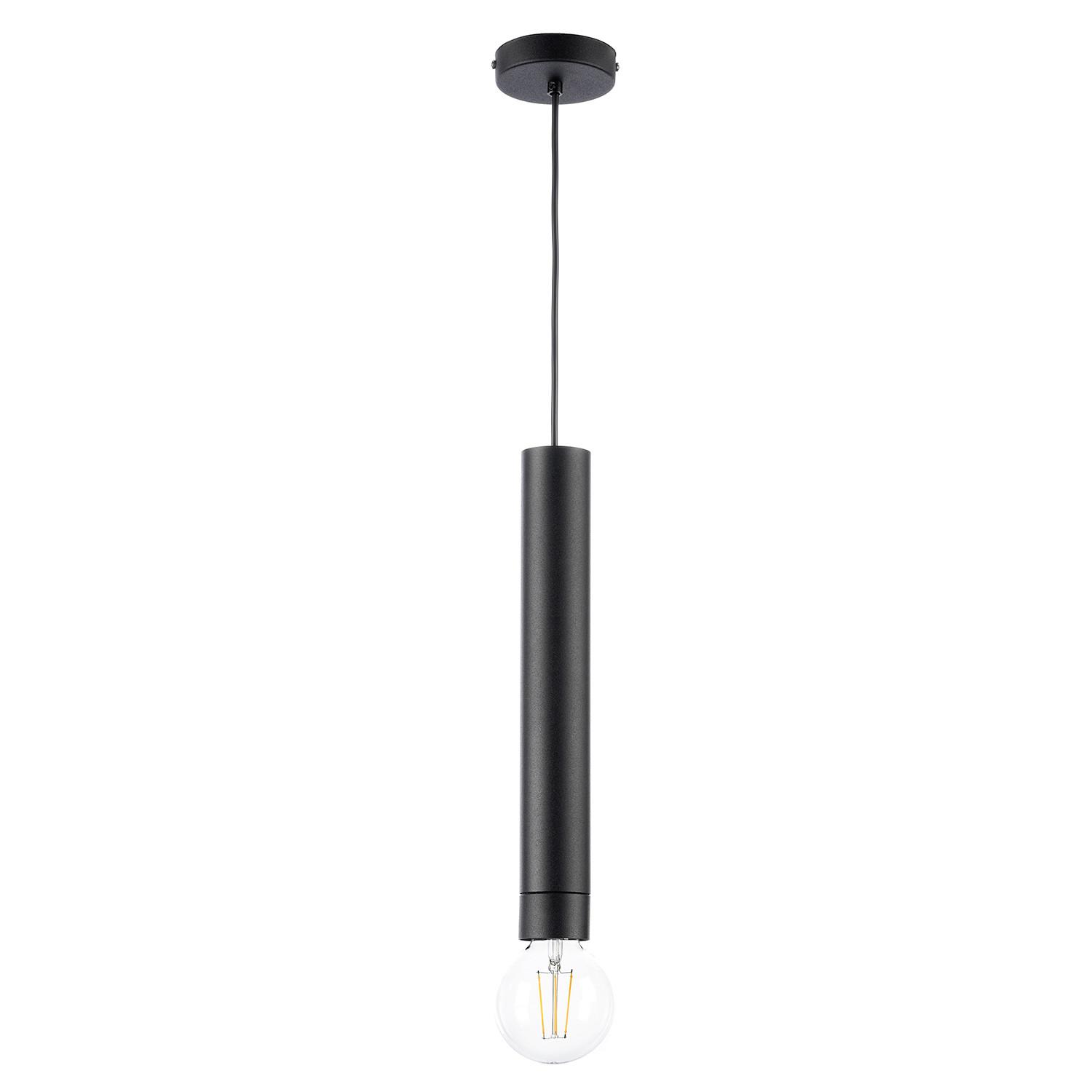 Hängeleuchte Schwarz D: 10 Cm 22w - Schwarz, Design, Metall (10/90cm)