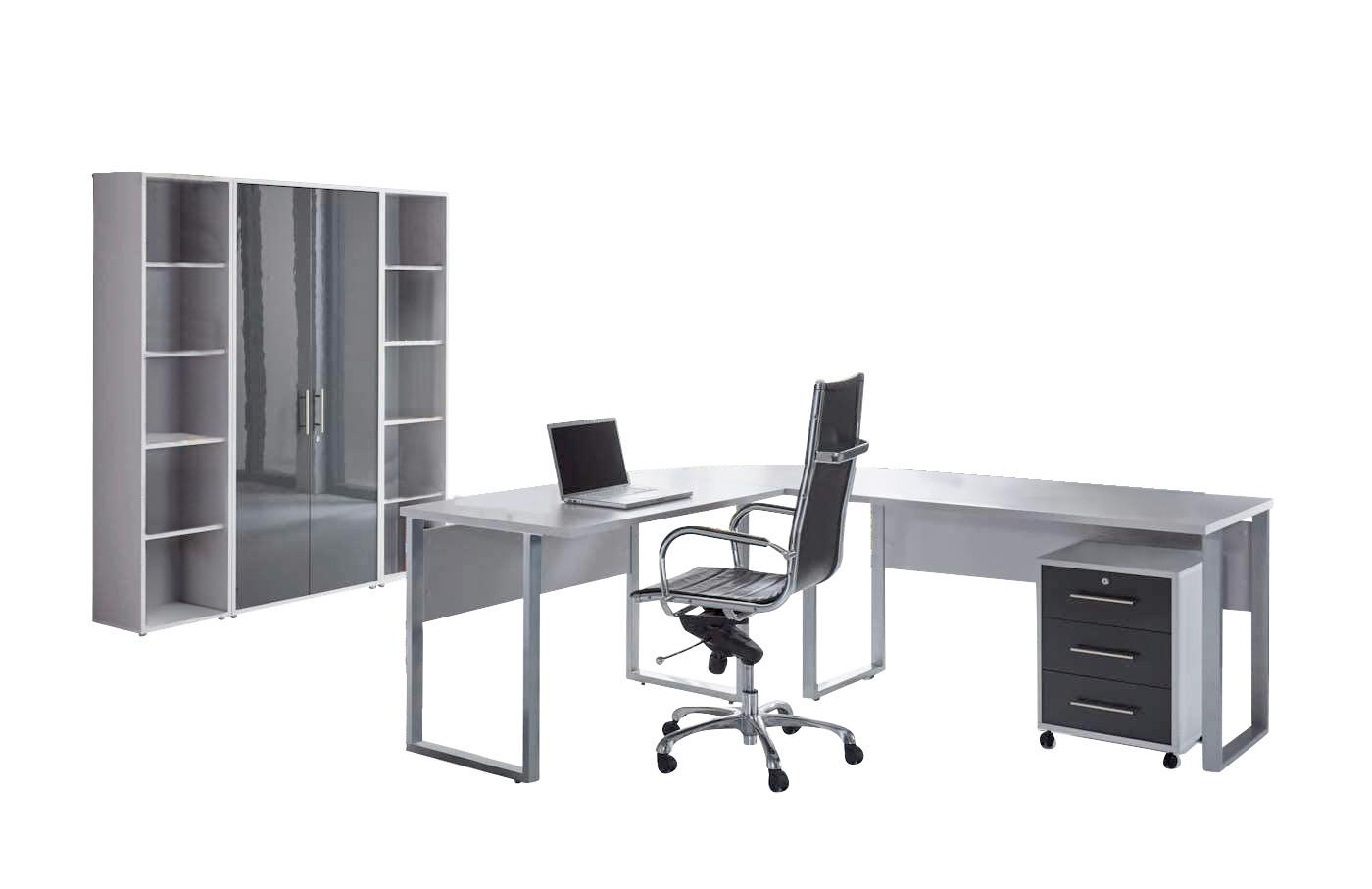 Büro Office Edition Grau/anthrazit Hochglanz - Anthrazit Hochglanz/Grau, MODERN, Holzwerkstoff - MID.YOU