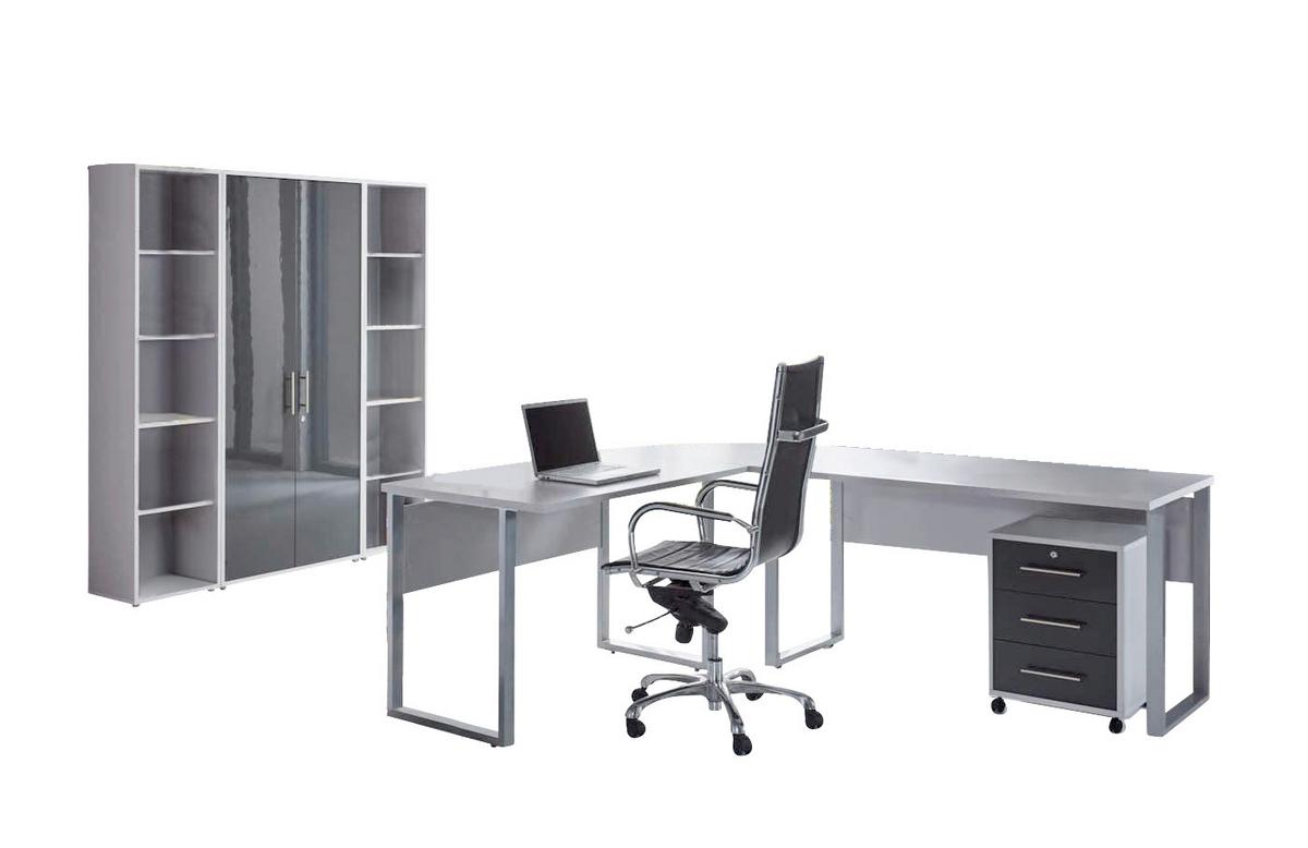 Büro Office Edition Grau/anthrazit Hochglanz - Anthrazit Hochglanz/Grau, MODERN, Holzwerkstoff - MID.YOU